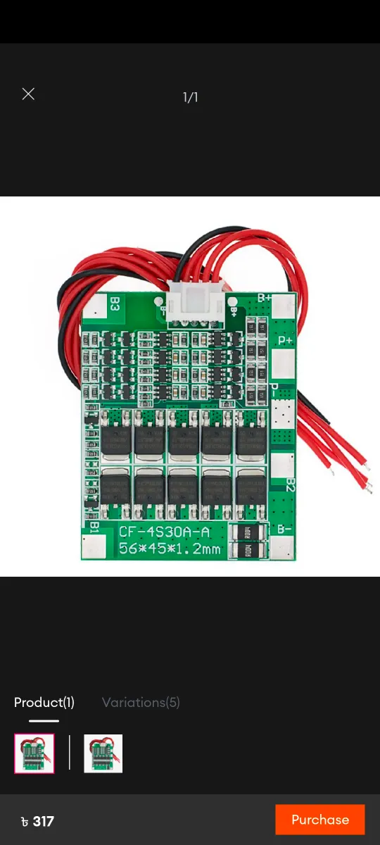 BMS 4S 12.8V 30A LiFePO4 Battery Charge Protection Board With Balance